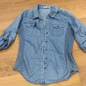 Fashion Nova Light Blue Denim Shirt